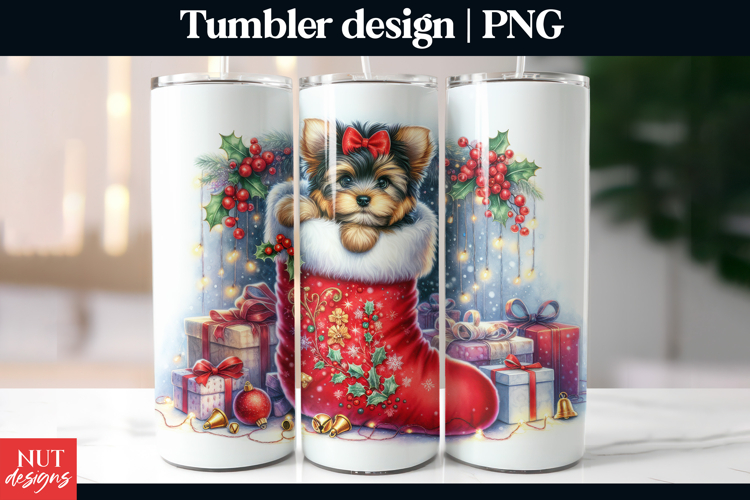 Christmas Puppy Stocking Tumbler dog breed Christmas tumbler