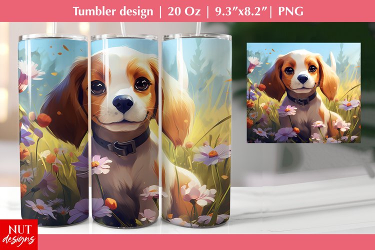 Beagle dog tumbler wrap, Flowers tumbler, Floral dog breed