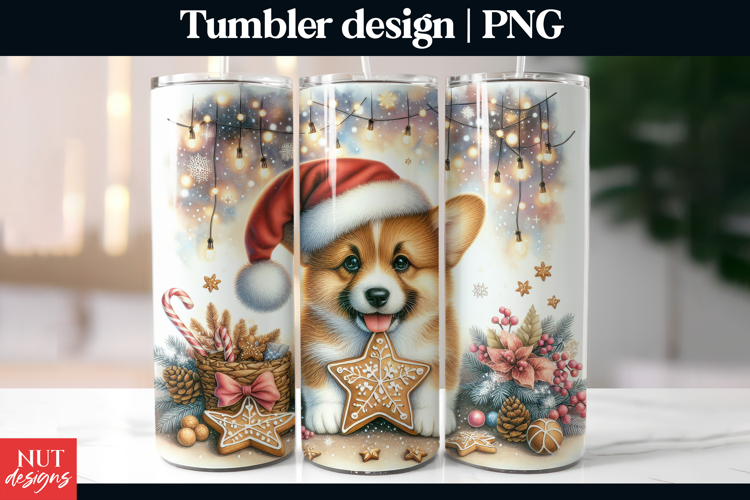 Cute Corgi & Cookie Christmas tumbler 20oz, dog breed