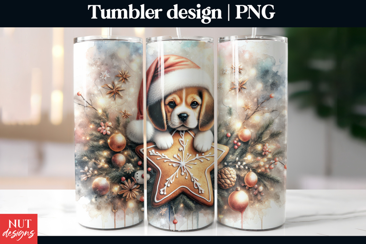 Cute Beagle & Cookie Christmas tumbler 20oz, dog breed
