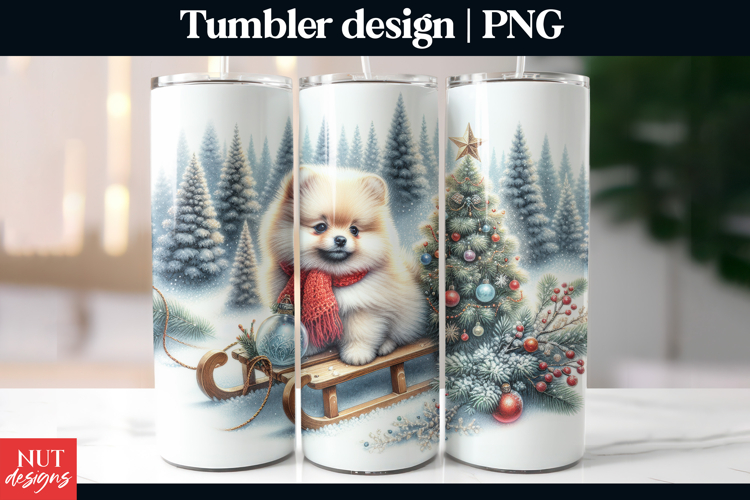 Cute Pomerian Christmas tumbler sublimation, dog breed