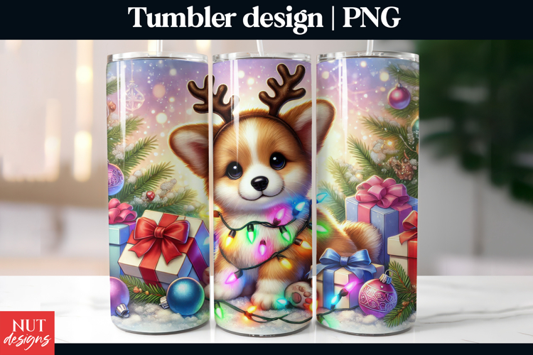 Cute Winter Corgi Christmas tumbler sublimation, dog breed