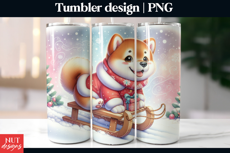 Winter Shiba Inu Christmas tumbler sublimation, dog breed