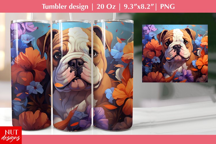 Beagle dog tumbler wrap, Flowers tumbler, Floral dog breed example image 1