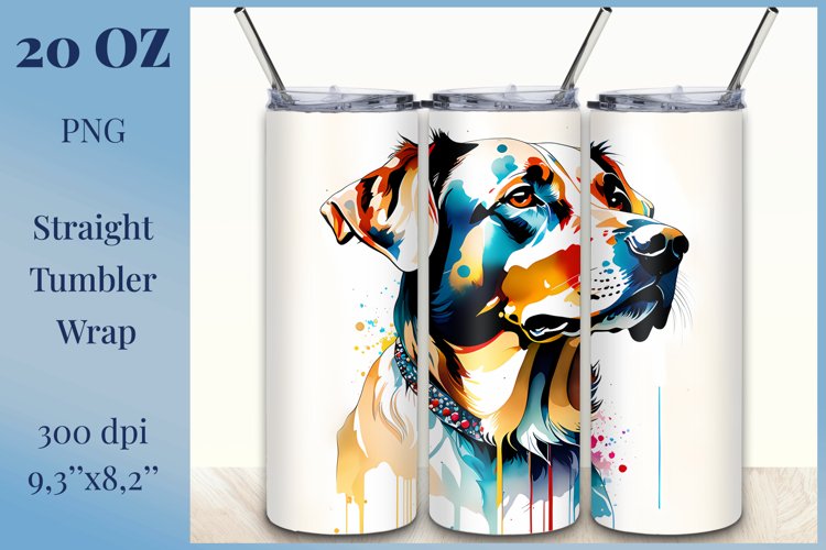 Dog Tumbler Sublimation/Watercolor Tumbler Wrap/Png file