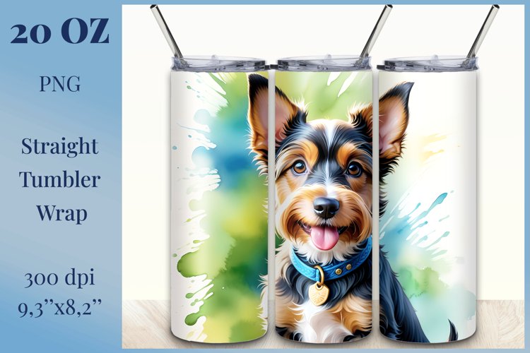 Dog Tumbler Sublimation/Watercolor Tumbler Wrap/Png file