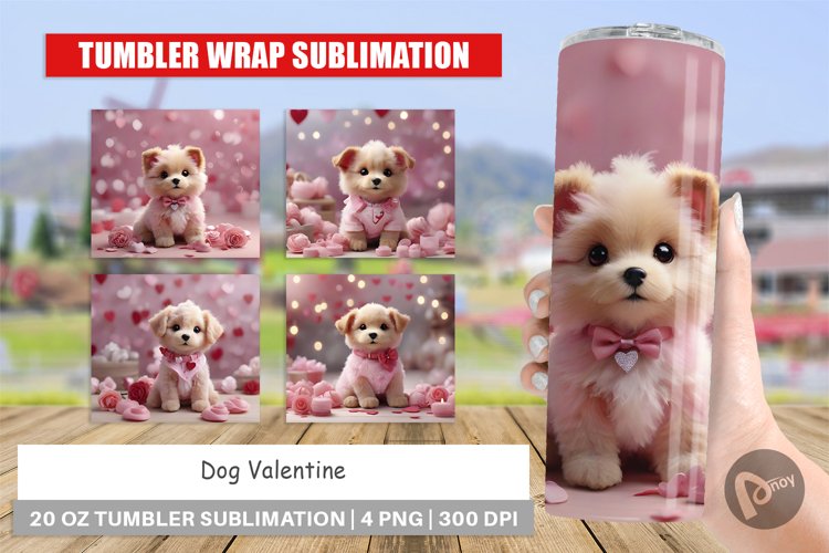 Tumbler Sublimation Wrap Dog Valentine
