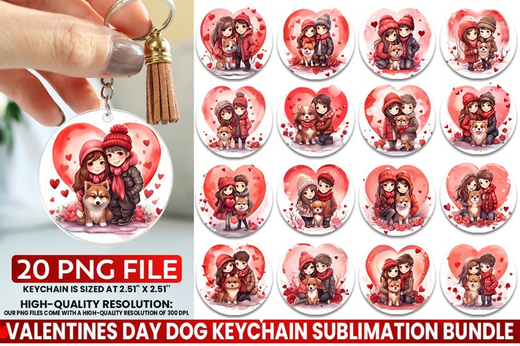Dog Valentines Day Keychain Sublimation Bundle