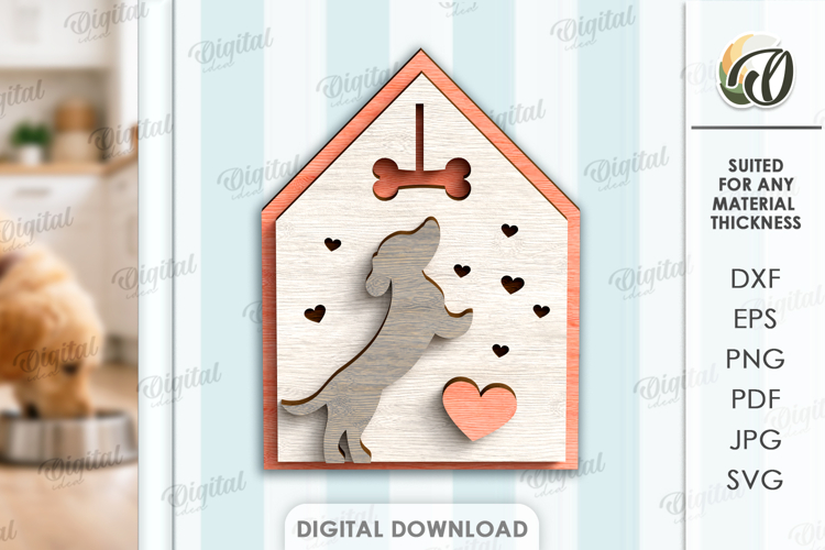 Dog Valentines Day Tiered Tray Laser Cut. Wall Decor SVG