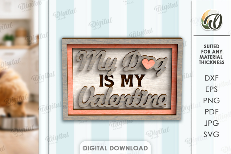 Dog Valentines Day Tiered Tray Laser Cut. Wall Decor SVG