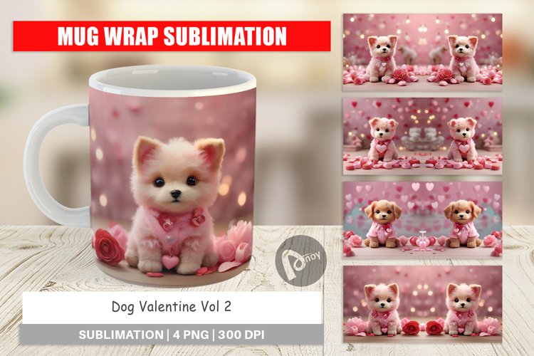 Mug sublimation design Dog Valentine