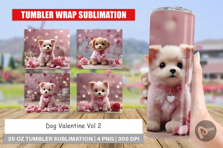 Tumbler Sublimation Wrap Dog Valentine