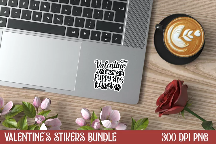 Valentine wishes and puppy dog kisses Sticker