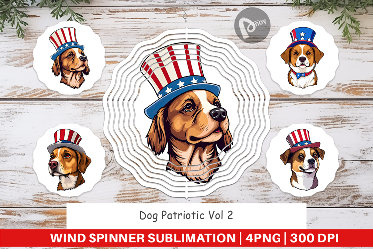 Wind Spinner Dog Patriotic