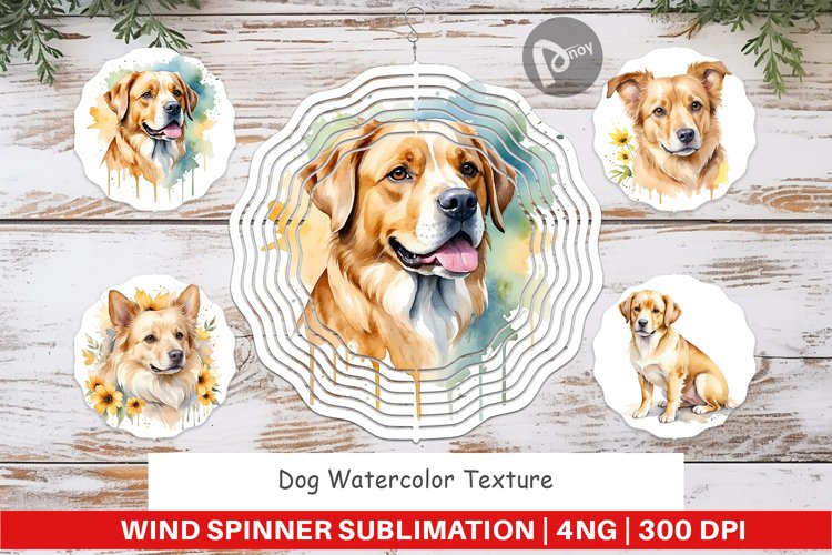 Wind Spinner Dog Watercolor Texture