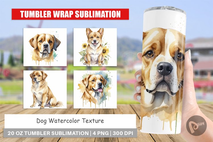 Tumbler Sublimation Wrap Dog Watercolor Texture