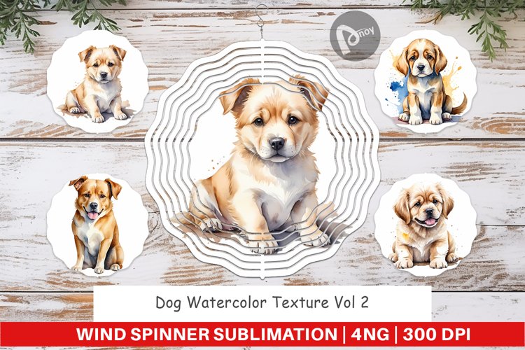 Wind Spinner Dog Watercolor Texture