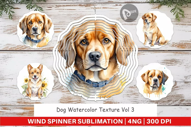 Wind Spinner Dog Watercolor Texture
