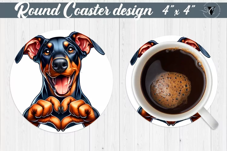 Round Coaster | Doberman | Dog sublimation