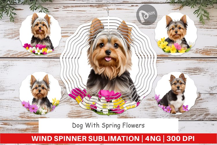 Wind Spinner Dog Spring Flowers
