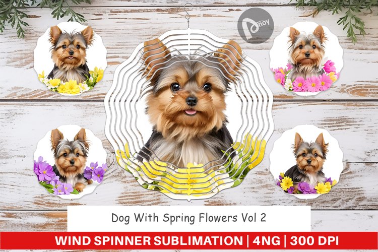 Wind Spinner Dog Spring Flowers