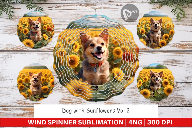 Wind Spinner Dog and Sunflowers