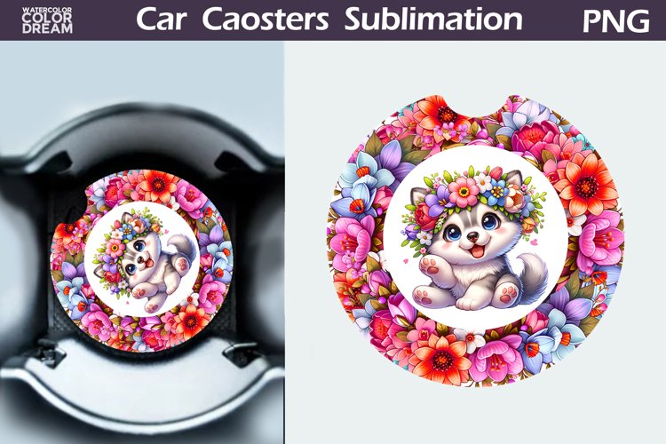 Funny Dog Car Coaster | Husky Car Coaster example image 1