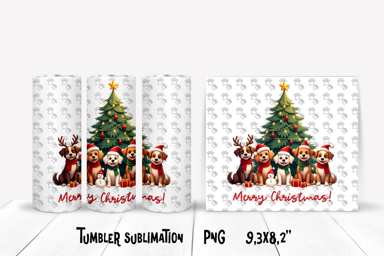 Cute Christmas dog tumbler wrap | Animal tumbler sublimation