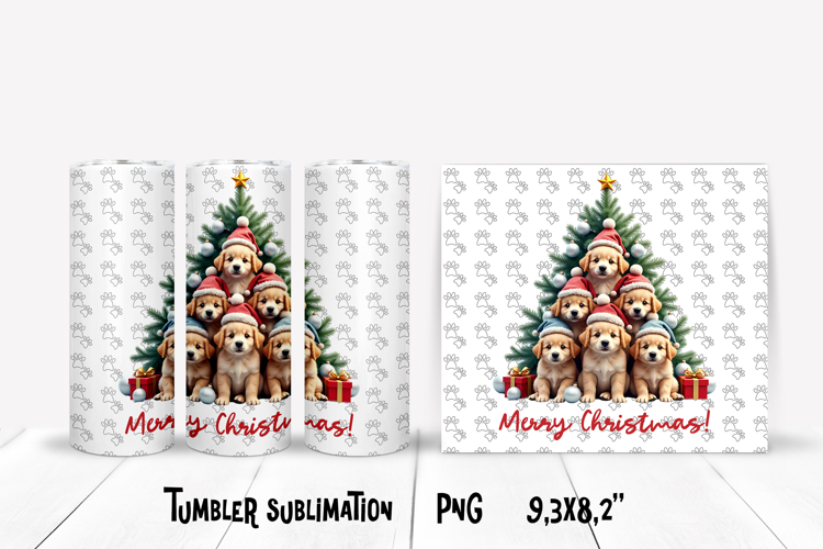 Cute Christmas dog tumbler wrap | Animal tumbler sublimation