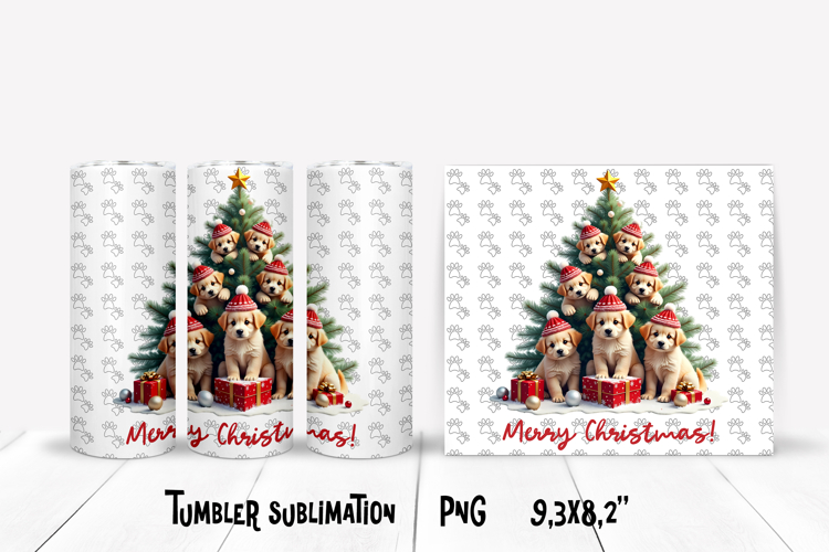 Cute Christmas dog tumbler wrap | Animal tumbler sublimation