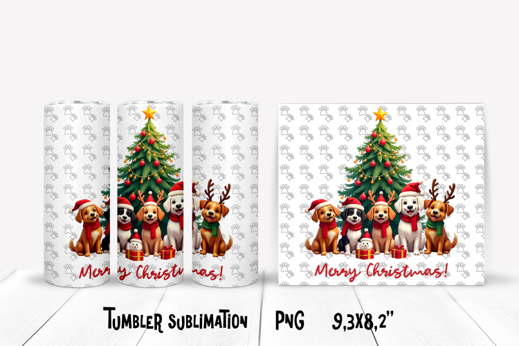 Cute Christmas dog tumbler wrap | Animal tumbler sublimation