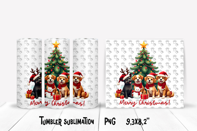 Cute Christmas dog tumbler wrap | Animal tumbler sublimation