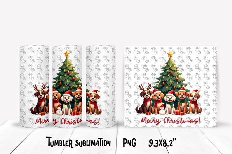 Cute Christmas dog tumbler wrap | Animal tumbler sublimation