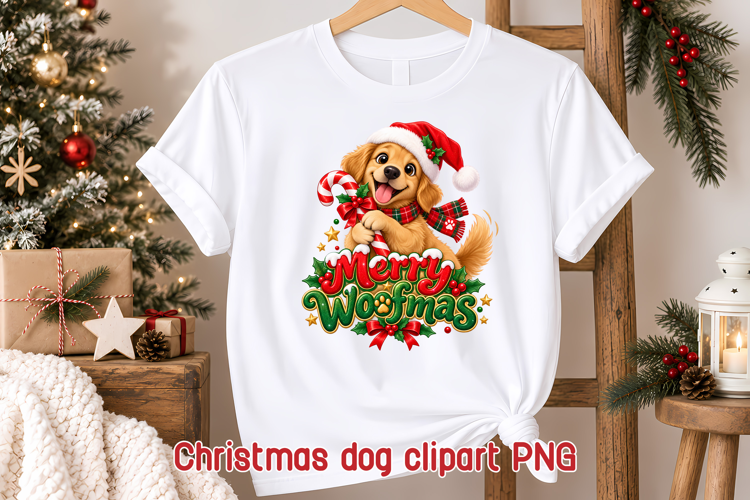 Merry Woofmas Christmas Dog Clipart PNG