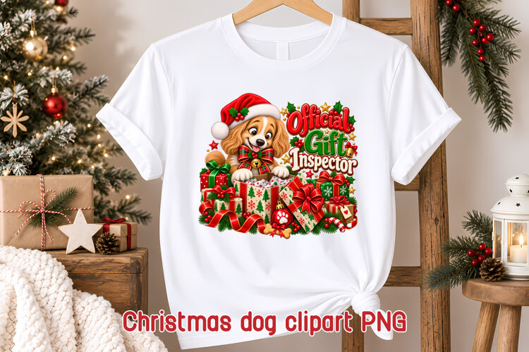 Official Gift Inspector Christmas Dog Clipart PNG example image 1
