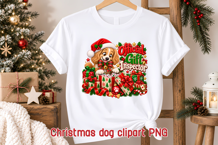 Official Gift Inspector Christmas Dog Clipart PNG