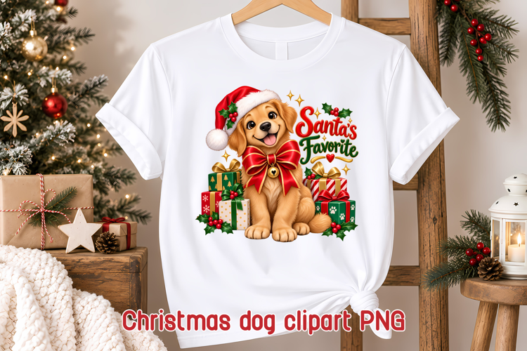 Santa's Favorite Christmas Dog Clipart PNG
