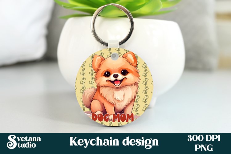 Funny dog mom pomeranian keychain sublimation PNG design example image 1