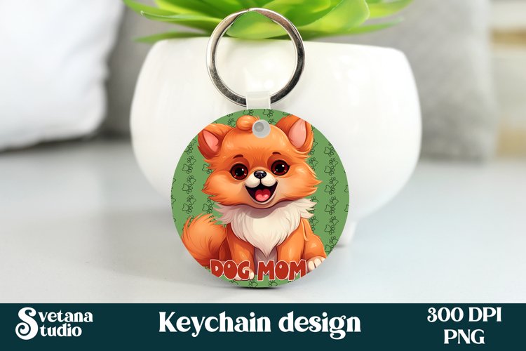 Funny dog mom pomeranian keychain sublimation example image 1