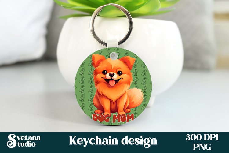 Funny dog pomeranian keychain sublimation design example image 1