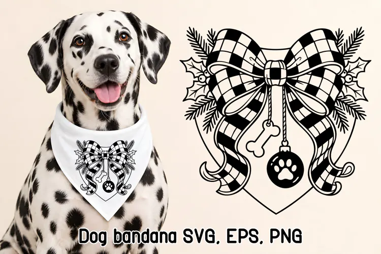 Christmas Bow Dog Bandana SVG Design