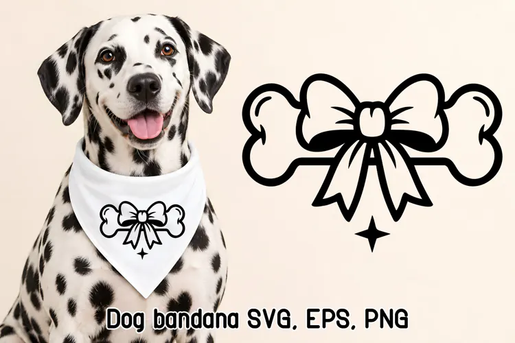 Dog Bone Bow Bandana SVG Design