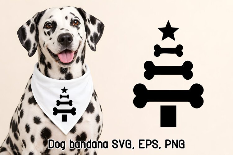 Dog Bone Christmas Tree Bandana SVG Design example image 1