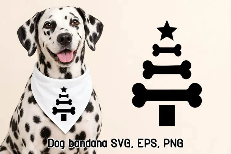 Dog Bone Christmas Tree Bandana SVG Design