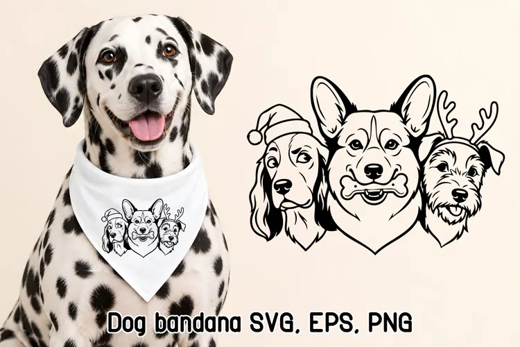 Funny Christmas Dogs Bandana SVG Design