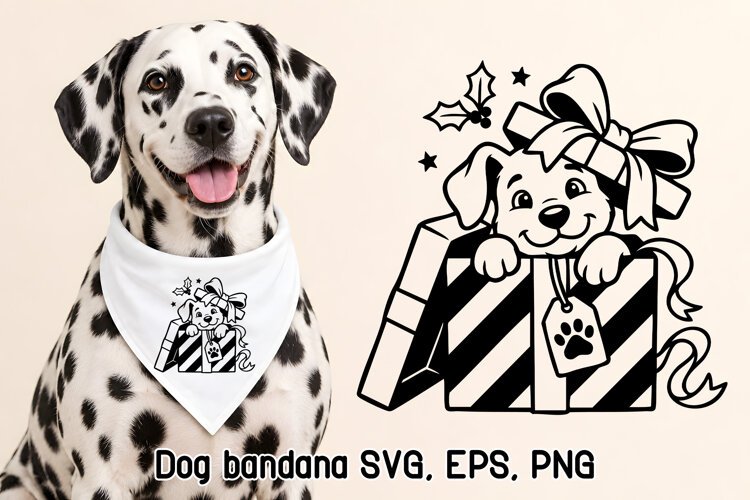 Puppy Christmas Gift SVG Design example image 1