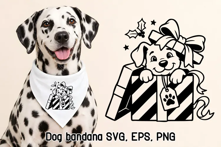Puppy Christmas Gift SVG Design