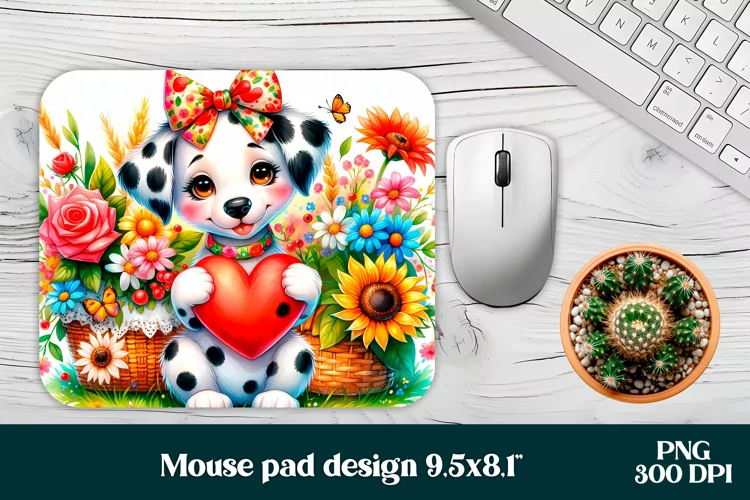 Dolmatian dog flower mouse pad sublimation design