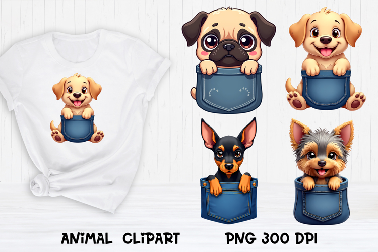 Cute dog in pocket clipart PNG | Dog puppy sublimation