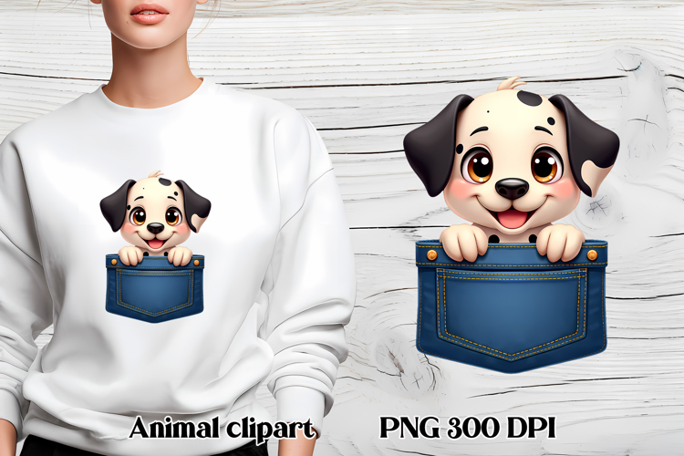 Cute dog in pocket clipart PNG | Dog puppy sublimation